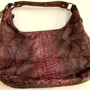 Stewart Wietzman Purple Crocodile Embossed Shoulder Purse.